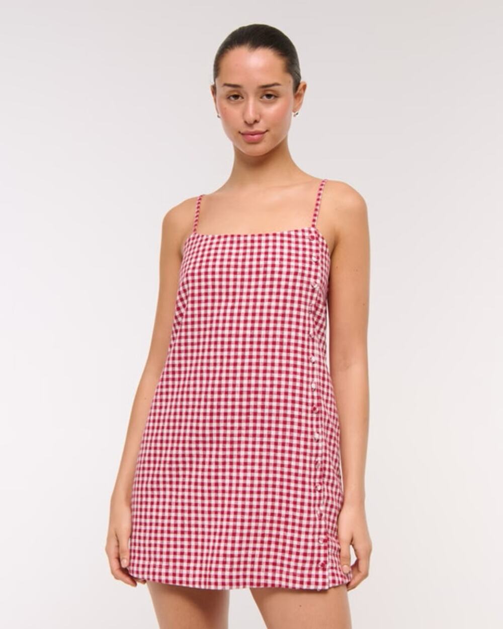 Abercrombie & Fitch Gingham Linen Blend Dress Skort Pockets New Womens Med